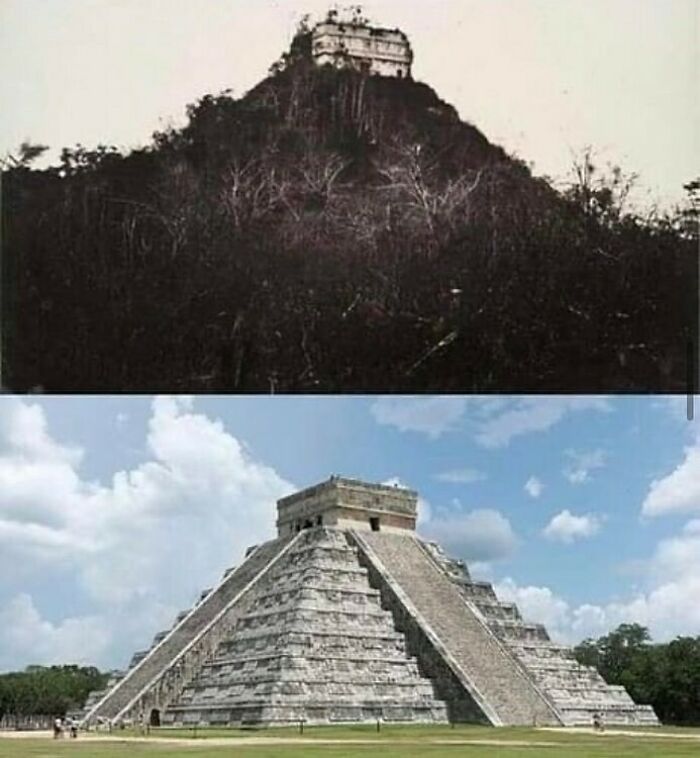 Chichén Itzá When It Was Discovered In 1892 vs. Present Day