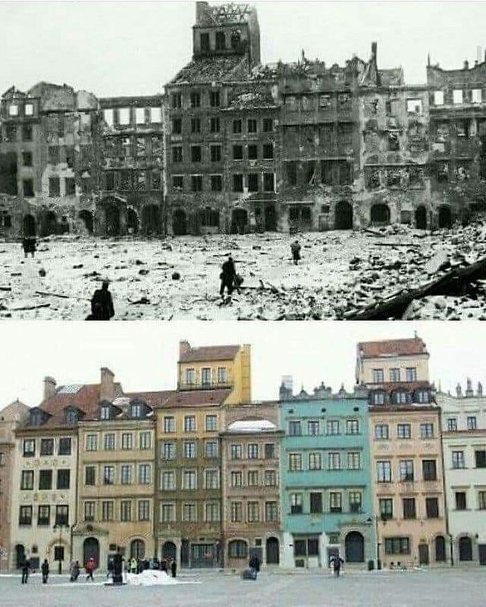 Warsaw, Poland 76 Years Ago vs. Today