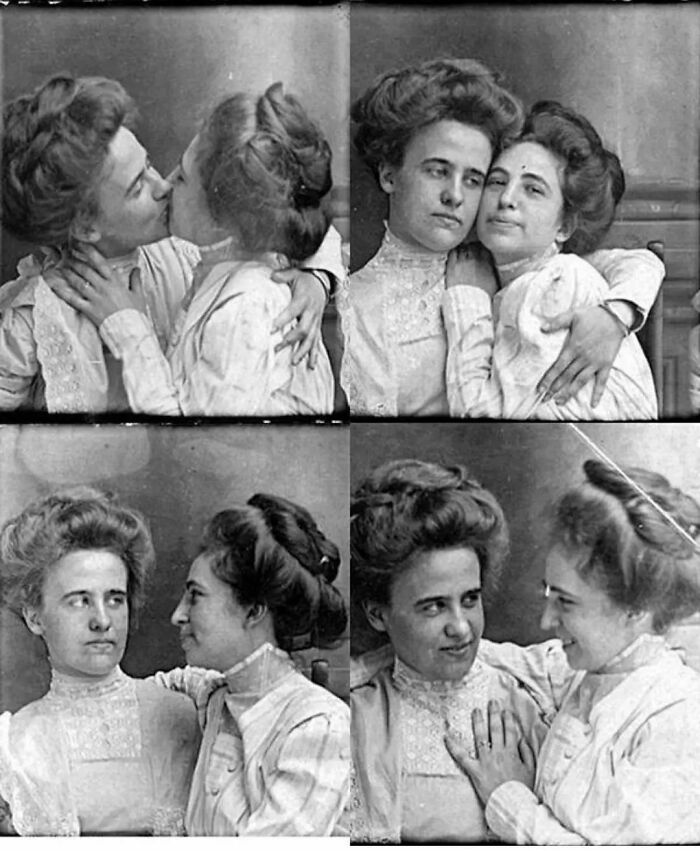 Fotos de estudio de una pareja de lesbianas, principios del siglo XX