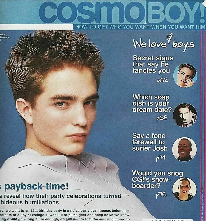 Teenage Robert Pattinson In Cosmoboy Magazine — 2001