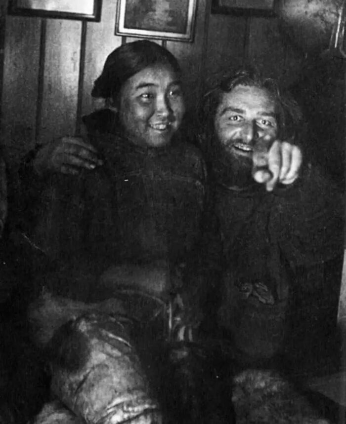 Danish Arctic Explorer Peter Freuchen With His First Wife, Navarana Mequpaluk In 1912