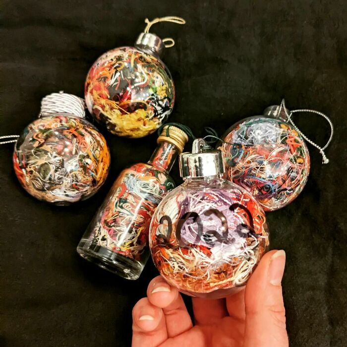 Another Year, Another Bauble Full Of Thread Bits From My Stitching Projects. I Love The Clumps Of Colors, Reminding Me Of Specific Pieces Worked On Through The Year