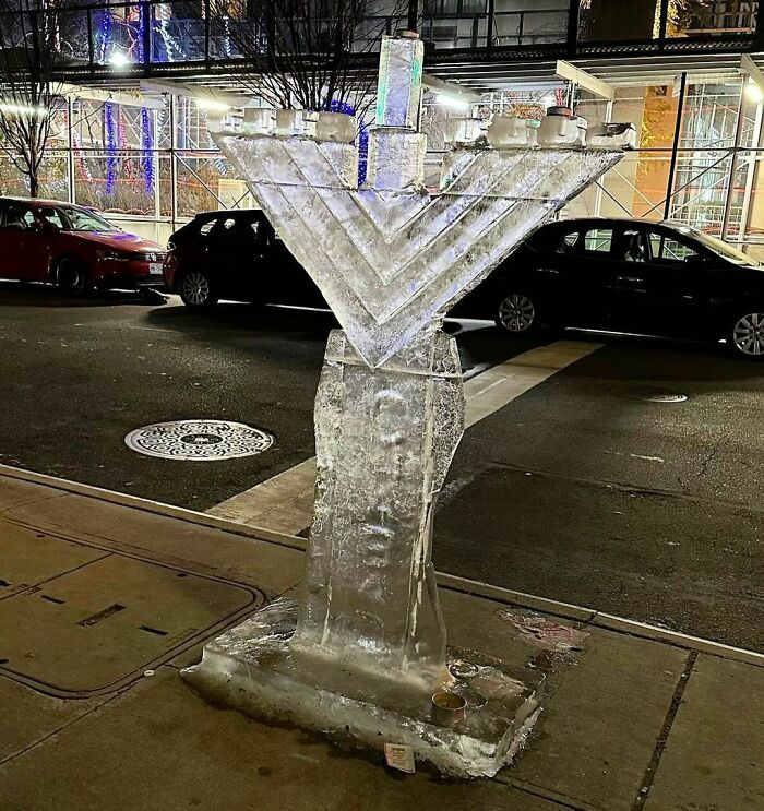 Has Anything Ever Screamed Caption Contest More Than An Ice Menorah Sculpture???