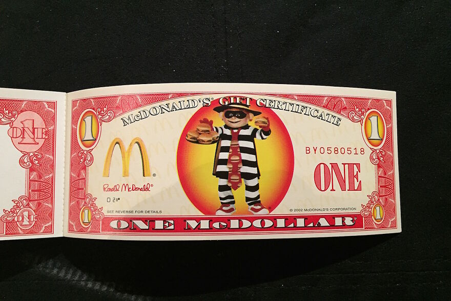 Gift Certificate For A Mcdonalds Cheeseburger. This Was My Only Christmas Gift One Year. I Was Little Like 5 Or 6