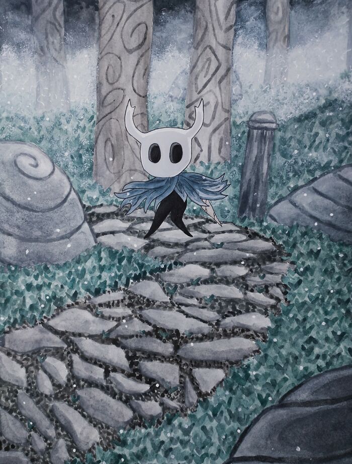 Hollow Knight In Watercolor, Done For An Art Trade With A Friend
