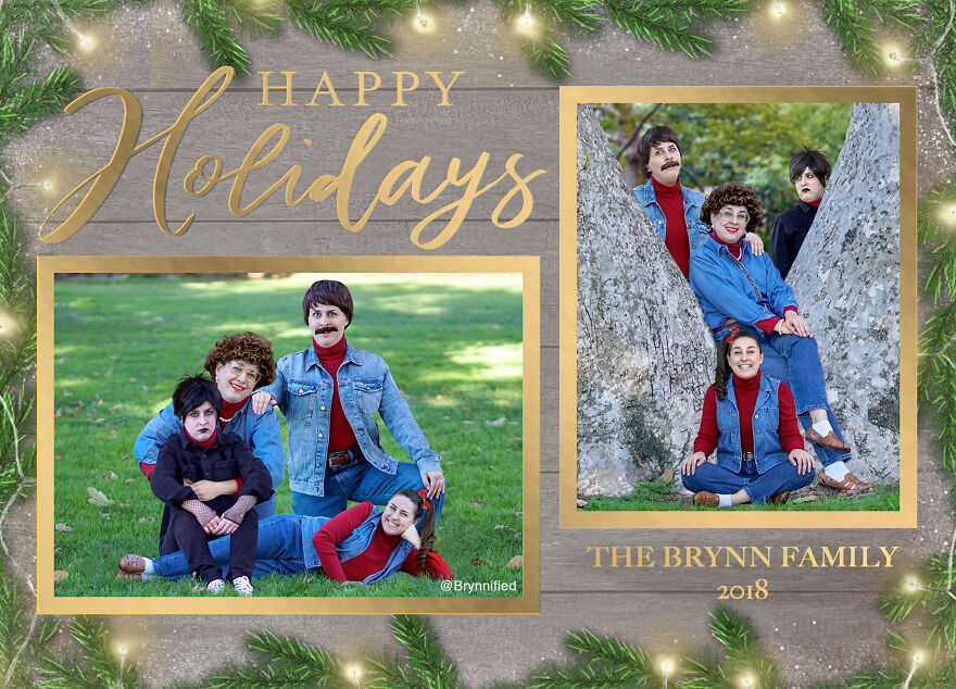 I Photoshopped Myself To Become My Own Awkward Family For My 8th Annual Holiday Card