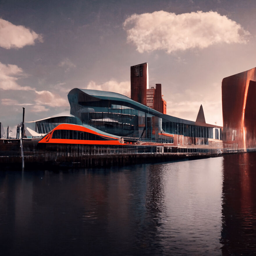 Royal Albert Dock, Liverpool In England, Reimagined In The Style Of Zaha Hadid