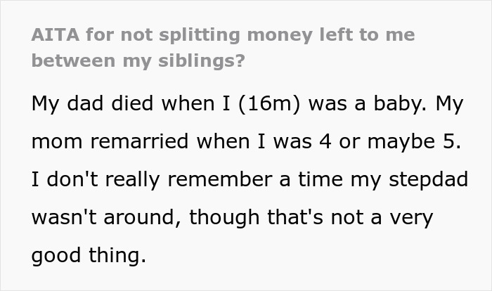 Parents Furious Their 16 Y.O. Straight Up Refuses To Divide Up His Late Aunt’s Inheritance With 4 Other Siblings