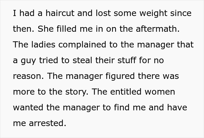 The man learns that he robbed Karen's customer's cart because he disrespected the Walmart employee.