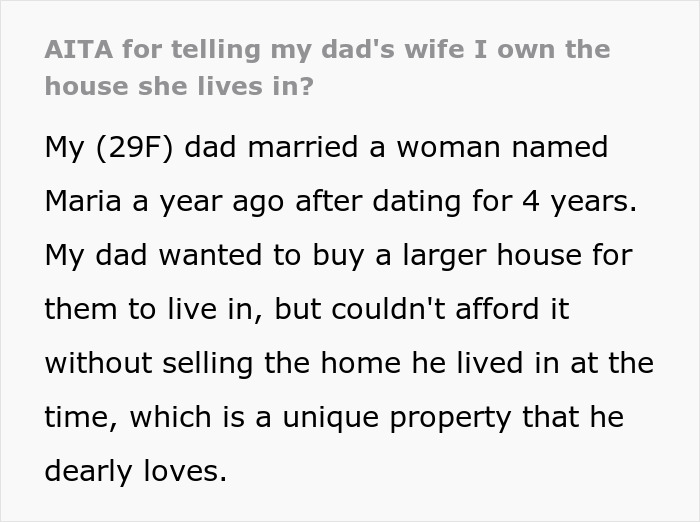 “She Was Shocked”: Woman’s Stepmom Tries To Kick Her Out, Not Knowing The Stepdaughter Actually Owns The House “She Was Shocked”: Woman’s Stepmom Tries To Kick Her Out, Not Knowing The Stepdaughter Actually Owns The House