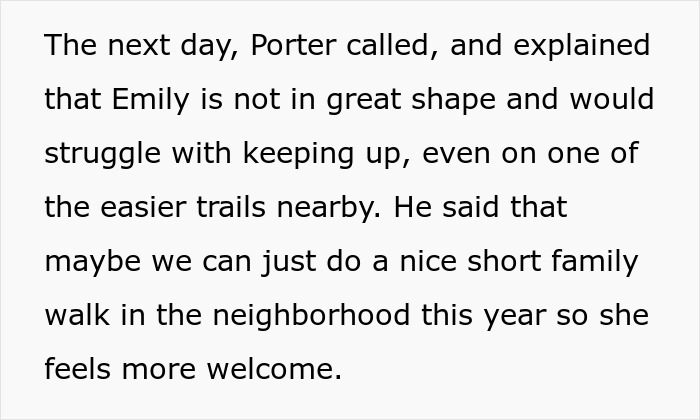Mom Refuses To Cancel Family Christmas Hike For Son’s “Out Of Shape” Girlfriend Mom Refuses To Cancel Family Christmas Hike For Son’s “Out Of Shape” Girlfriend