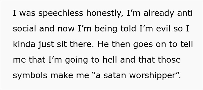 Text screenshot about a Christian boss criticizing an employee's tattoo idea. Text screenshot about a Christian boss criticizing an employee's tattoo idea.
