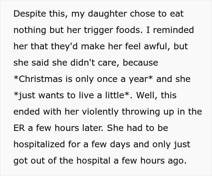 Mother sick of daughter being hospitalized because of her refuses visit when it happens again at Christmas