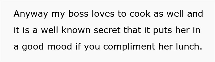 Jealous Boss Tells Employee He’s No Longer Allowed To Bring In “Elaborate Lunches” Jealous Boss Tells Employee He’s No Longer Allowed To Bring In “Elaborate Lunches”