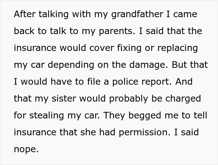 “Am I A Jerk For Making My Parents Choose Between My Sister Going To Jail Or Replacing My Car With Their Vacation Money” “Am I A Jerk For Making My Parents Choose Between My Sister Going To Jail Or Replacing My Car With Their Vacation Money”
