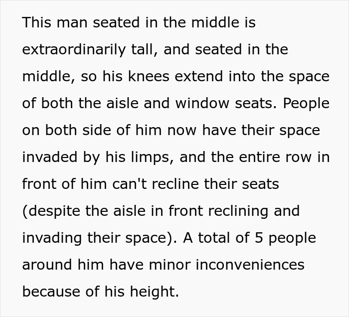 man face "Giant" 6'8" The man who stopped reclining his airplane seat
