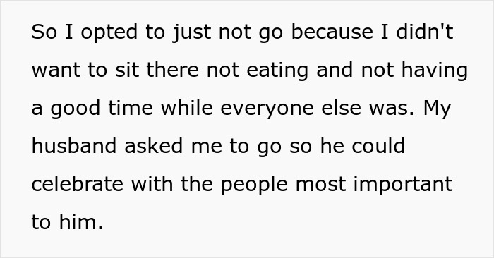 Wife Doesn't Attend Her Husband's Promotion Dinner All Because Of Her Picky Eating, The Internet Gives Her A Wake-Up Call Wife Doesn't Attend Her Husband's Promotion Dinner All Because Of Her Picky Eating, The Internet Gives Her A Wake-Up Call