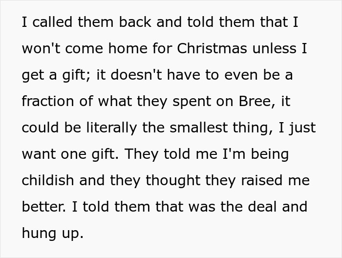 19-year-old YO discovers his parents gave his siblings gifts even though they agreed not to give them to anyone, he says he won't be coming home for Christmas