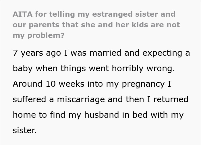 Woman Can’t Forgive Her Sister Who Slept With Her Husband While She Was Losing A Baby, Refuses To Be An Aunt To Her Children