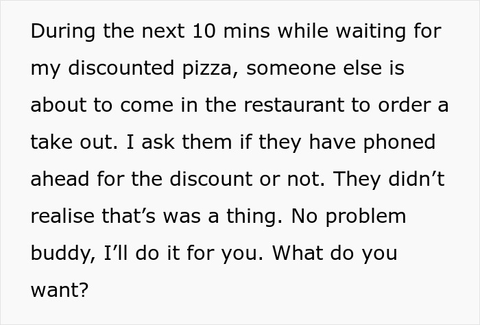 Customer Calls This Restaurant In Front Of Staff When They Said The Discount Applies Only To Phone Orders Customer Calls This Restaurant In Front Of Staff When They Said The Discount Applies Only To Phone Orders