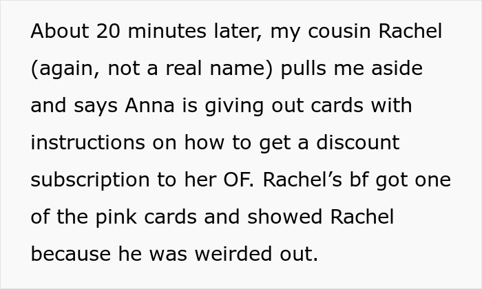 Woman gives her only fan a discount as a Christmas present, ruining Christmas and possibly ruining her cousin's relationship