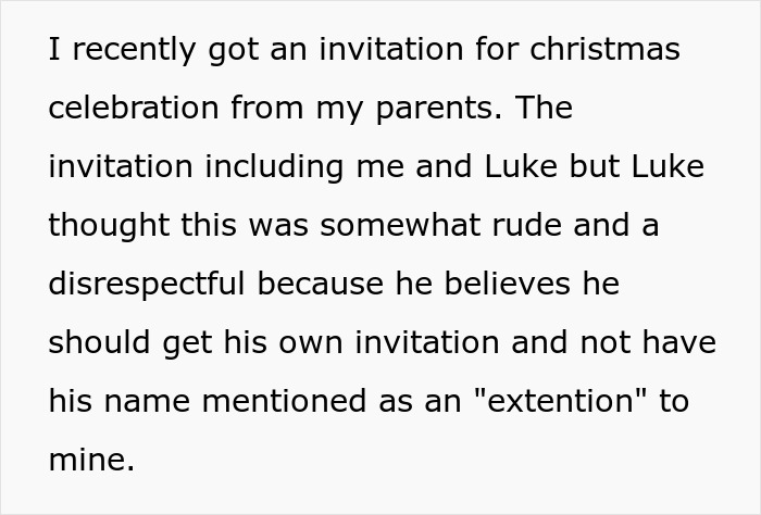 Man Wants A Personal Invitation To Christmas At In-Laws, Gets Himself And His Wife Uninvited And Tries To Put The Blame On Her Man Wants A Personal Invitation To Christmas At In-Laws, Gets Himself And His Wife Uninvited And Tries To Put The Blame On Her