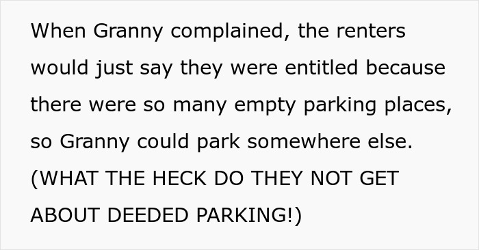 "They Begged Her To Move Her Car": Grandma Gets The Perfect Revenge On Couple After They Steal Her Deeded Parking Spot "They Begged Her To Move Her Car": Grandma Gets The Perfect Revenge On Couple After They Steal Her Deeded Parking Spot
