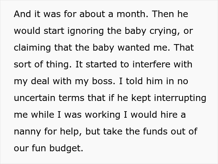 Family drama continues after new mom decides to work from office, leaves unemployed husband to care for baby