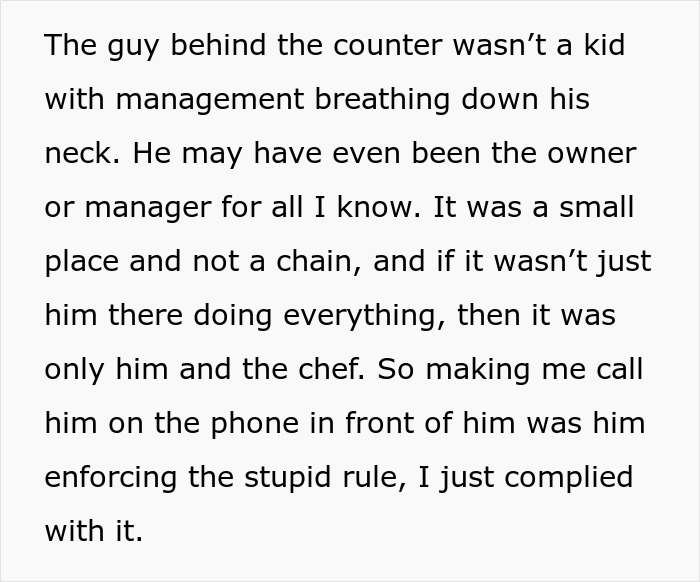Customer Calls This Restaurant In Front Of Staff When They Said The Discount Applies Only To Phone Orders Customer Calls This Restaurant In Front Of Staff When They Said The Discount Applies Only To Phone Orders