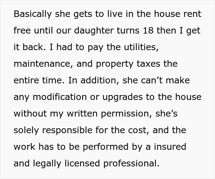 Man allows daughter to live in his house after divorce until she turns 18, but she won't keep her side of the deal