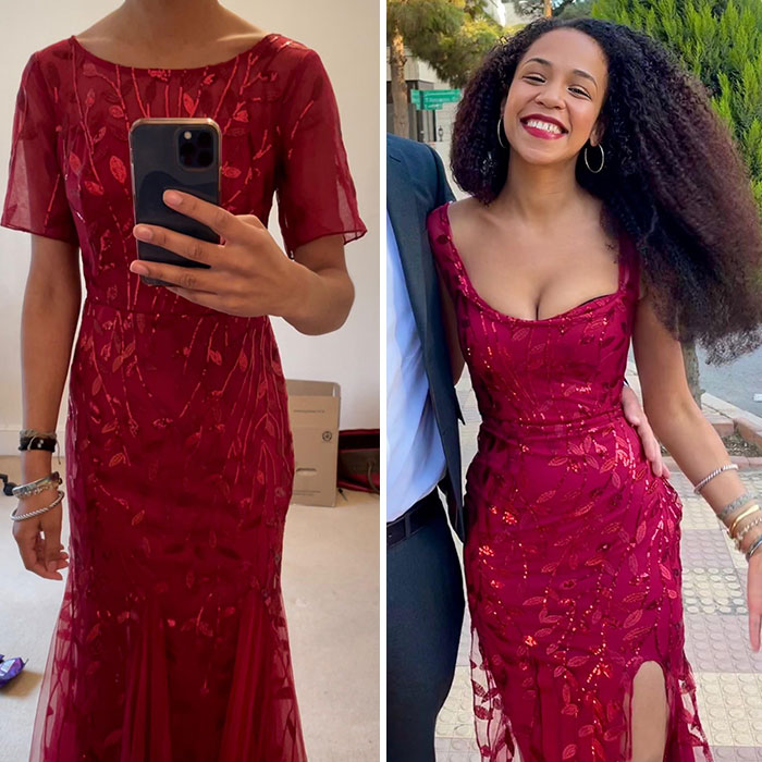 Before And After Altering A Dress I Found On Amazon