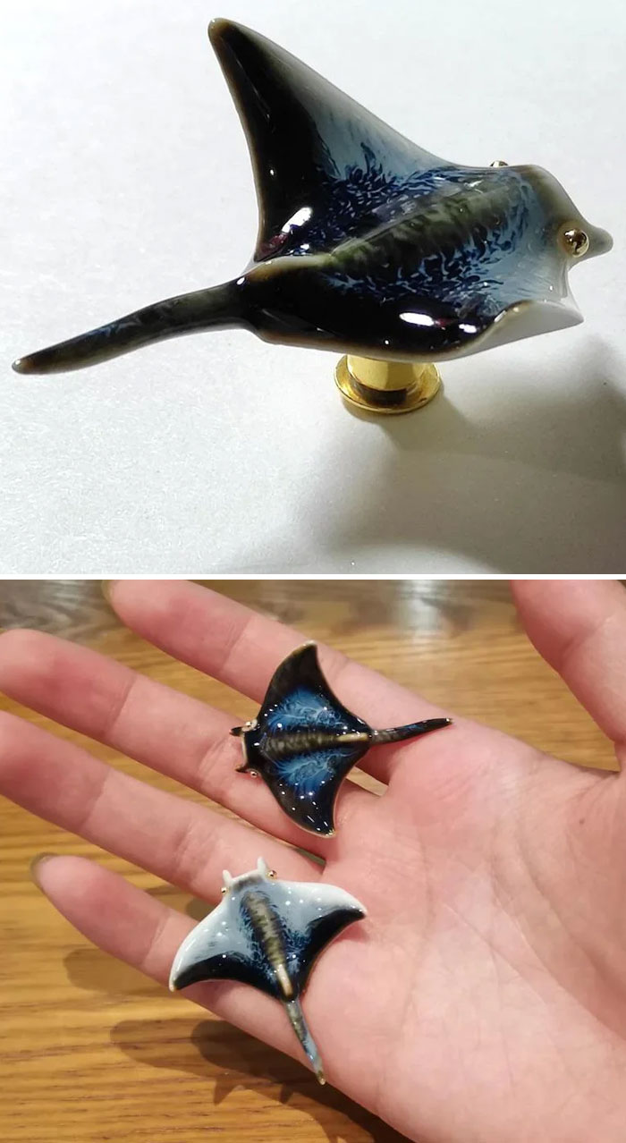 Made This Ceramic Manta Ray Brooch To Celebrate This Ocean Creature. Each Piece Is Uniquely Glazed