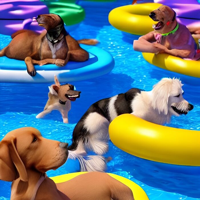 The Prompt Was "Dogs At A Pool Party"