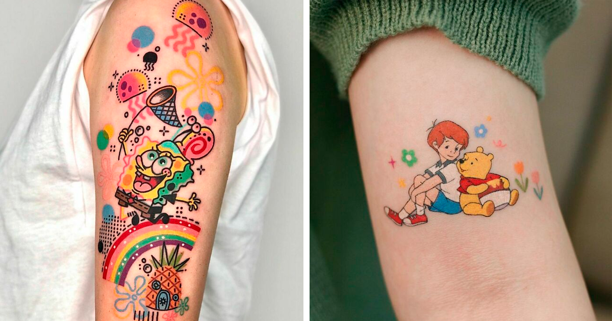 120 Cartoon Tattoos For A Blast From The Past | Bored Panda