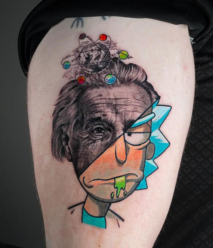 Rick Sanchez From Rick And Morty and Albert Einstein tattoo