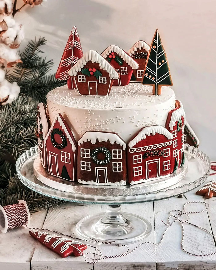 A Snowy Winter Landscape Composed In A Cake