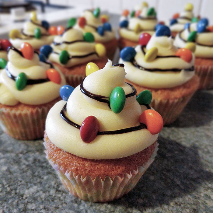 Home-Made Christmas Light Cupcakes Or Stranger Things If You Are A Fan