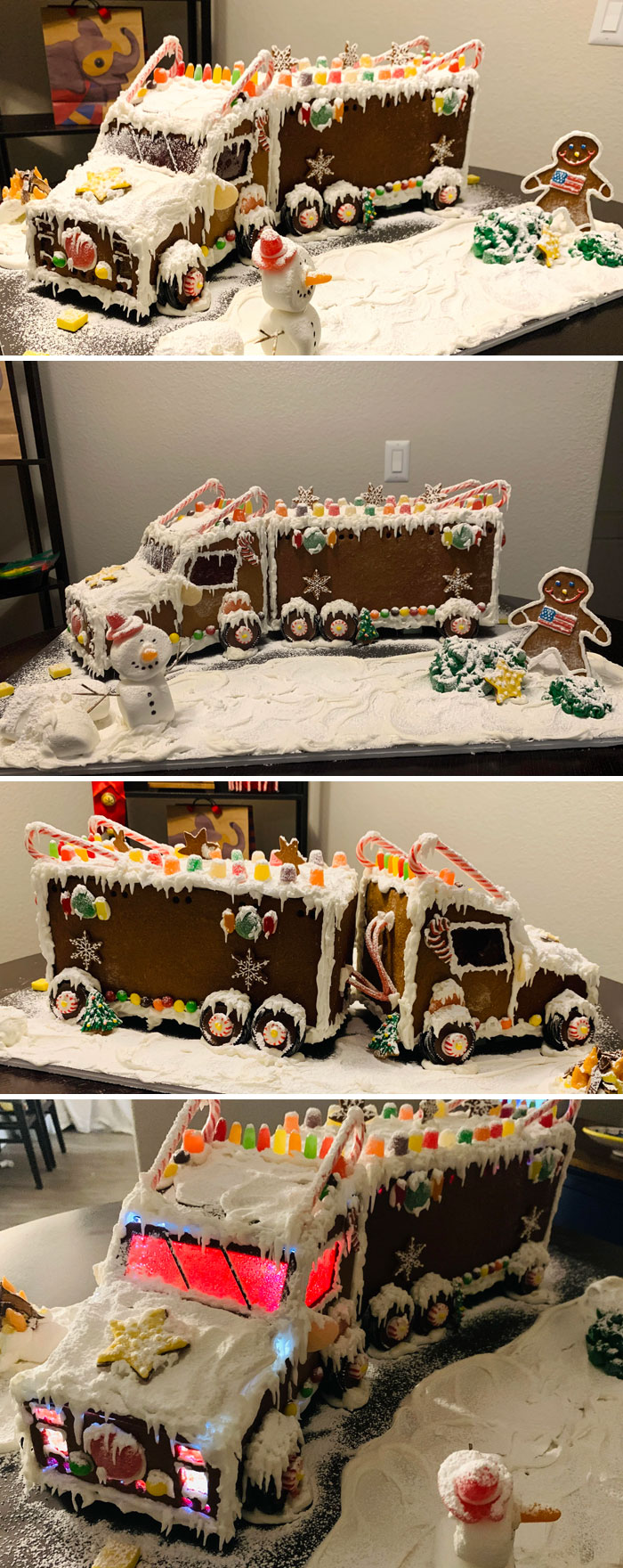 I Made From Scratch A Gingerbread Semi Truck For A Friend. Though Y’all Would Like It. We Appreciate You! Merry Christmas And Stay Safe