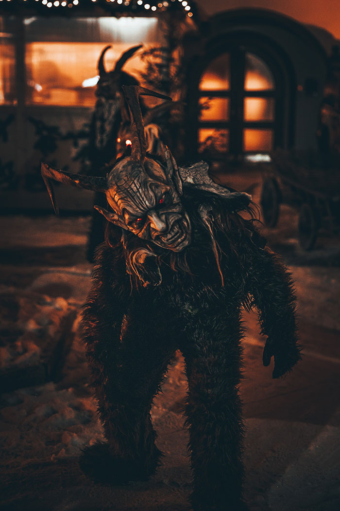 Person wearing Krampus outfit