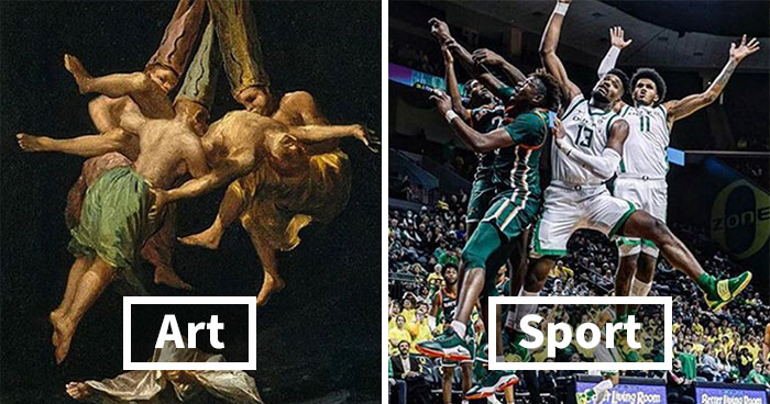 Coincidentally Accurate And Funny Similarities Found Between Art And Sports Moments By This Instagram Account (30 New Pics)