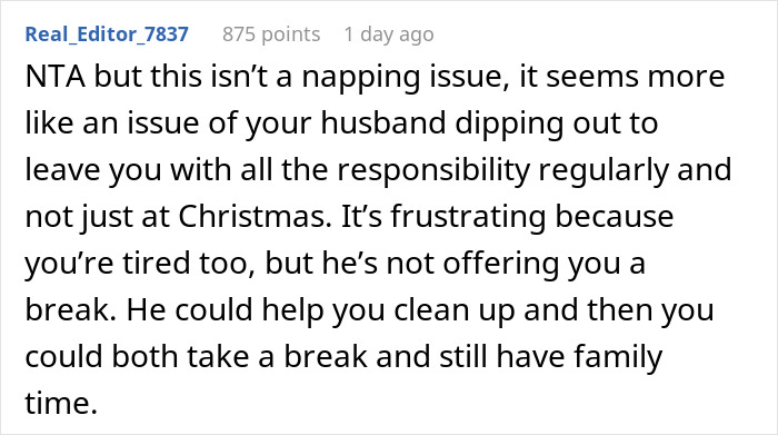 People Online Call This Woman The Jerk For Critiquing Her Husband Who Decided To Take A Nap On Christmas Day People Online Call This Woman The Jerk For Critiquing Her Husband Who Decided To Take A Nap On Christmas Day