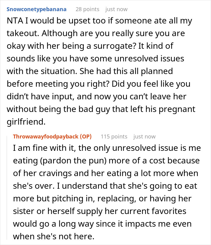 Man Is Fed Up With His Girlfriend’s Cravings While She Is Being A Surrogate For His Sister, Asks Her To Pay For His Meal She Ate