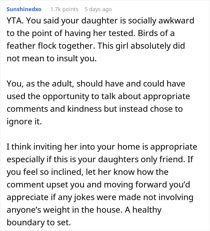 “Am I A Jerk For Banishing My Teenage Daughter’s Friend From Our House Because She Made Fun Of My Weight?”