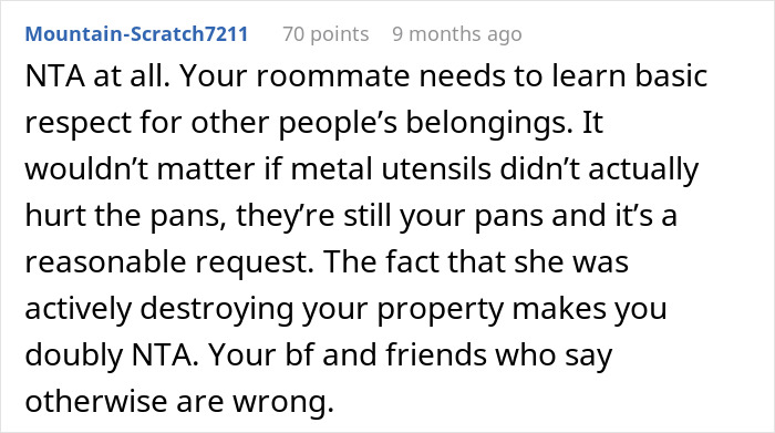 Woman Gets Dubbed 'Ridiculous' For Not Allowing Roommate To Use Her New Cookware As She Ruined The Old Ones
