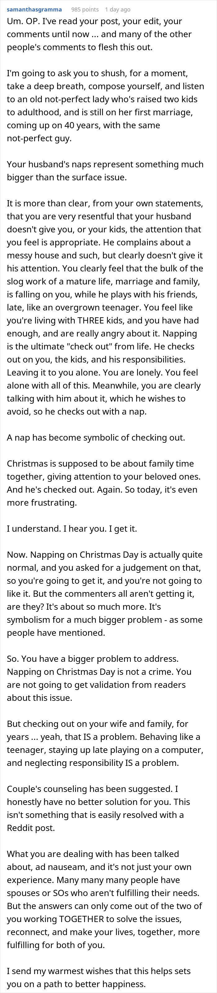 People Online Call This Woman The Jerk For Critiquing Her Husband Who Decided To Take A Nap On Christmas Day People Online Call This Woman The Jerk For Critiquing Her Husband Who Decided To Take A Nap On Christmas Day