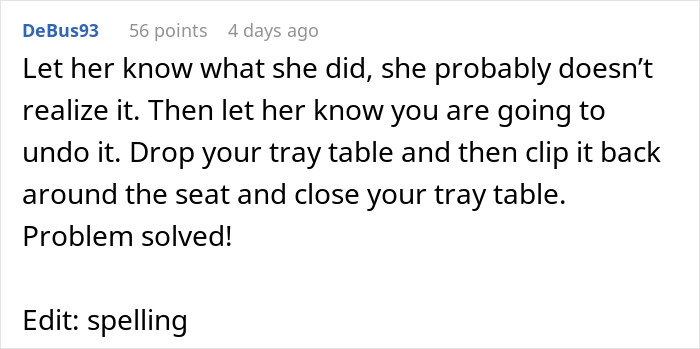 Plane Passenger Annoyed After Learning They Can’t Use Their Tray Table Because A Woman Put A Seat Attachment Over It Plane Passenger Annoyed After Learning They Can’t Use Their Tray Table Because A Woman Put A Seat Attachment Over It