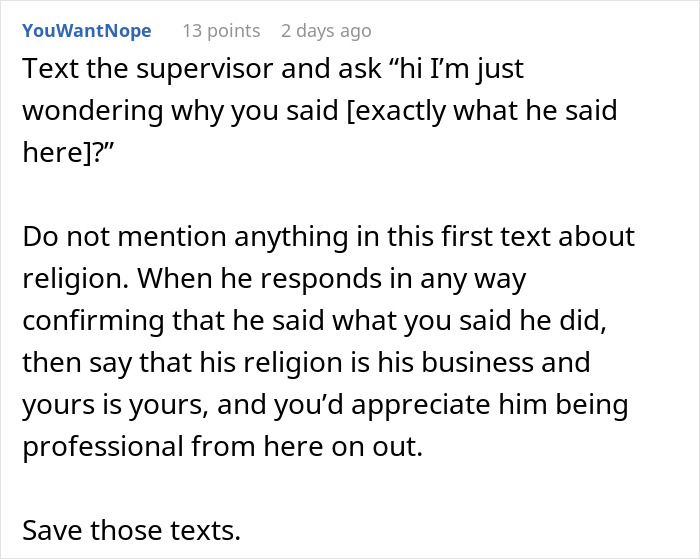 Text discussing a Christian boss's reaction to an employee's tattoo idea, advising a professional response. Text discussing a Christian boss's reaction to an employee's tattoo idea, advising a professional response.