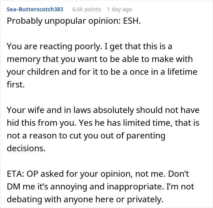 Man Wonders If It's Truly 'Selfish' And 'Heartless' To Ask His Wife To Cancel Her Terminally Ill Father’s Trip To Disney With Their Daughters Man Wonders If It's Truly 'Selfish' And 'Heartless' To Ask His Wife To Cancel Her Terminally Ill Father’s Trip To Disney With Their Daughters