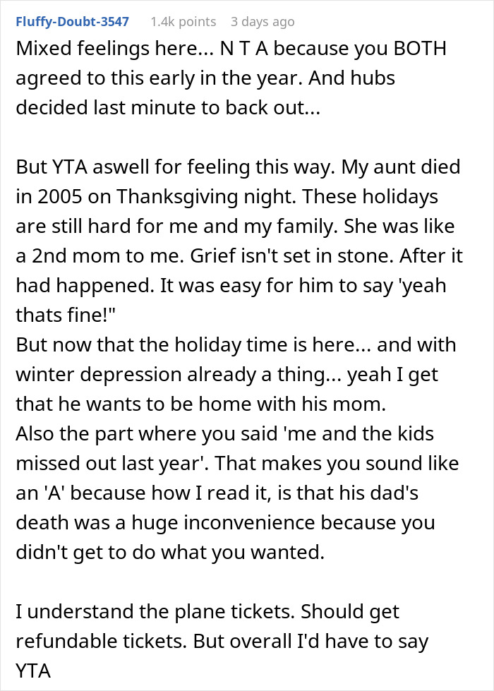 Wife Leaves To Hawaii Without Her Husband Who Wanted To Stay With His Widow Mom, Asks If She's A Jerk