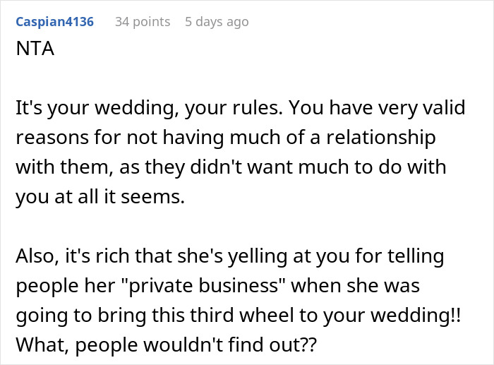 Bride Bans Polyamorous Parents' Throuple Partner From Her Wedding And Asks Folks Online If She's The Bad Guy